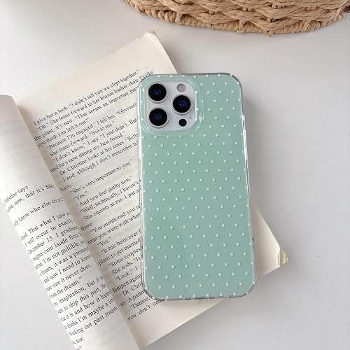QLTYPRI Polka Dot Hülle für iPhone 15, Ästhetische Elegante Weiche TPU Handyhülle Stoßfeste Schutzhülle für Frauen Mädchen - Mintgrün thumbnail 8