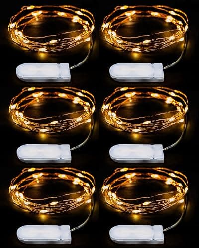 EMOS Guirlande Micro LED en Fil de Cuivre 2m, 20 LED à Pile CR2032 | Guirlande Lumineuse pour Chambre, Intérieur Deco pour Mariage, Noël, Fête, Blanc Chaud | Lot de 6 Pièces - Image 1