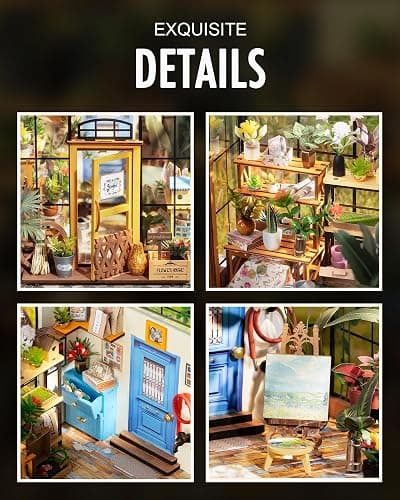 Rolife DIY Miniature Greenhouse Kit, Tiny/Mini House Making Kit with Furniture for Adults, Furniture, Halloween/Christmas Decorations, Gifts for Family and Friends (Cathy's Greenhouse) thumbnail 8