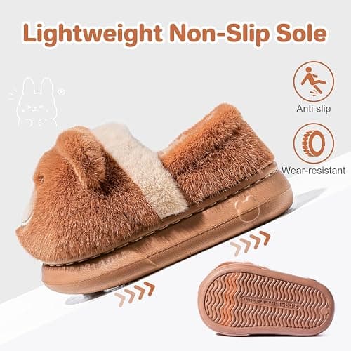 Drecage Toddler Kids Slippers Girls Boys House Shoes Winter Slippers Plush Warm Soft with Cute Cartoon Design Indoor Shoes thumbnail 5