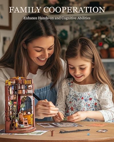 Rolife DIY Book Nook Kit Silent Corner Study, 3D Puzzles Creative British Bookend Bookshelf Decor for Adults, Tiny House Miniature Kits Model Building Kits, DIY Crafts/Gifts for Teens & Book Lovers thumbnail 2