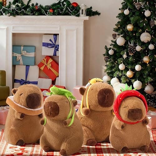 SHINUOER Capybara Plush Cute Capybara Stuffed Animal Kawaii Plush with Strawberry Hat Capybara Gifts Cute Plush Pillow Christmas Gifts for Boys Girls 9 Inch thumbnail 2