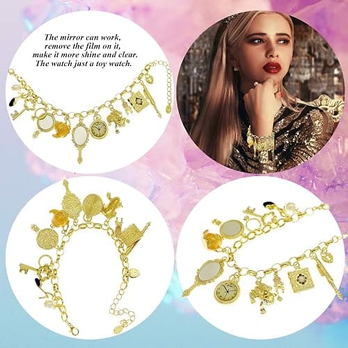 Fairytale Lucky Charms Link Chain Cuff Bangle Bracelet Wonderland Style Frog Mirror Clock Heart Teapot Pendants Party Friendship Gift… thumbnail 7