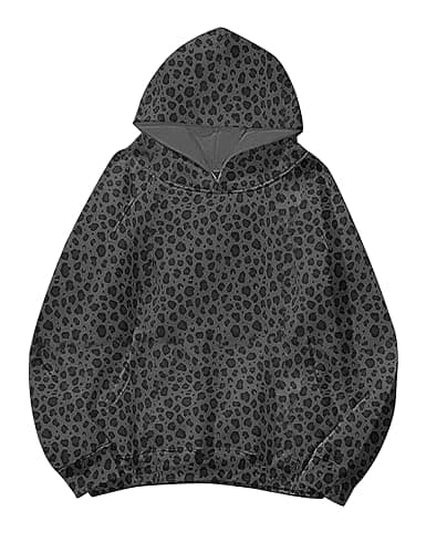 Lauweion Women Solid Basic Fleece Letter Loose Hoodie Sweatshirt Long Sleeve Kangaroo Pocket Drop Shoulder Pullovers Top - Image 1