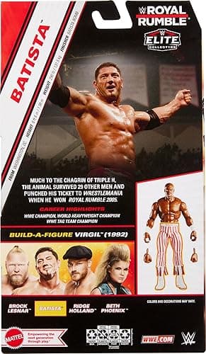 Mattel WWE Elite Collection Action Figure Royal Rumble Batista with Accessory and Virgil Build-A-Figure Parts thumbnail 6