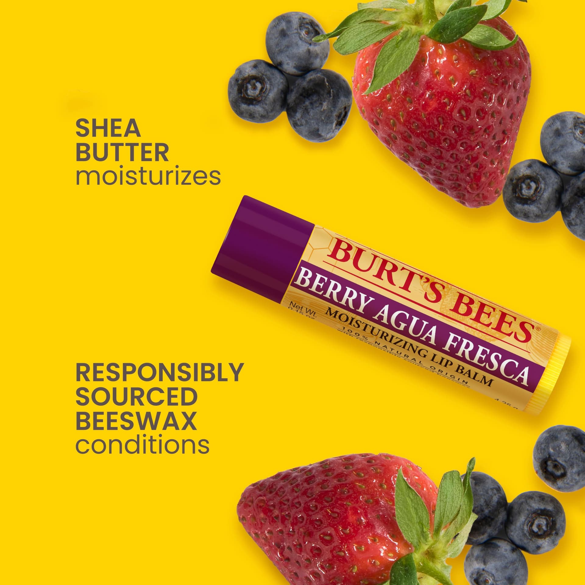 Burt's Bees 100% Natural Origin Moisturising Lip Balm Set, Tropical Pineapple, Berry Agua Fresca, Dragon Fruit Lemon and Coconut and Pear, 4 Tubes thumbnail 3