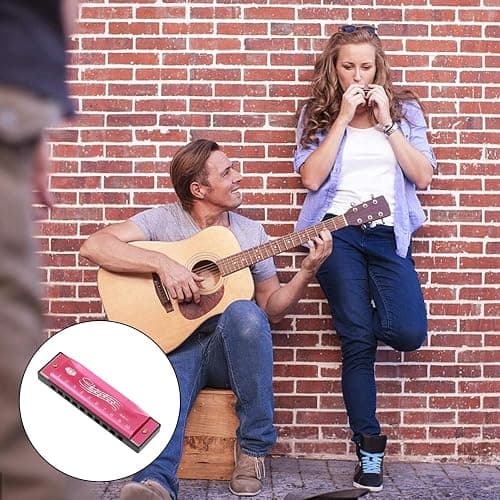 2 Pcs Harmonica Kids,10 Hole 20 Tone Diatonic Mouth,Premium Titanium Mouth Organ,Durable Kids Harmonica,Organ in C for Christmas,Festive Gifts,Party Games,Beginners(Rose Red, Blue) thumbnail 4