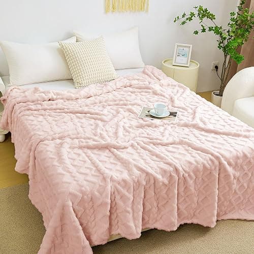 Aganear Flannel Throw Blanket - Cozy Soft Lightweight Fuzzy Portable Throw Blankets, Boho Decor for Home, Warm Gifts for Birthday, Christmas, Halloween, Housewarming(50"x60", Pink) thumbnail 4