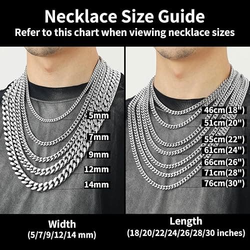ChainsHouse Stainless Steel Mens Cuban Link Chain, Black/ 18K Gold Plated Miami Cuban Chain Necklace, 5mm/7mm/9mm/12mm/14mm Width, No Tarnish& Durable Hip Hop Mens Jewelry, 18"-30", Send Gift Box thumbnail 6
