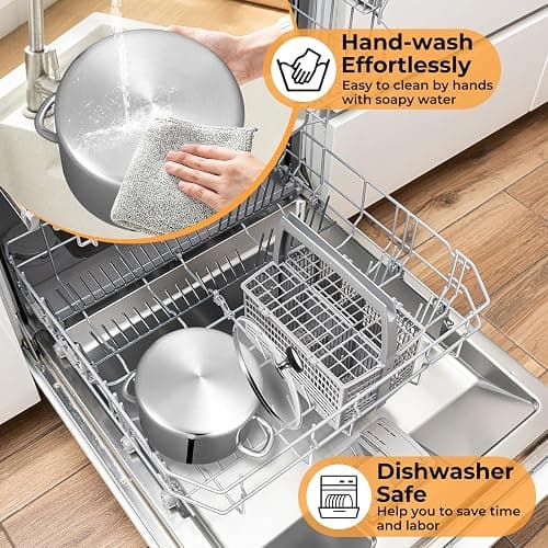 Tri-Ply Stainless Steel Stock Pot, 6.5 Quart Heavy Duty Induction Cooking Pot with Visible Lid for Pasta, Soup, Spaghetti, Sturdy & Double Handle, Dishwasher Safe thumbnail 9