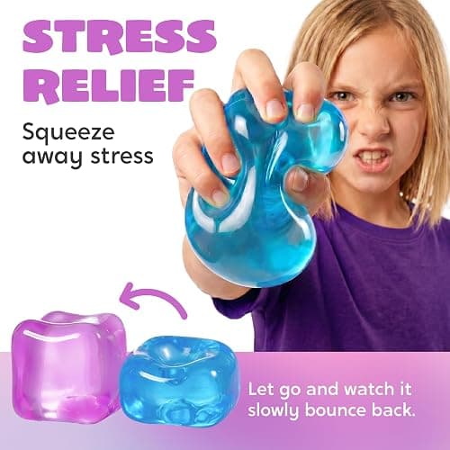JOYIN 4 Pack Stress Cube, 2'' High Density Ice Cube Fidget Toy, Stress Relief with Slow Rising Sensory Squishy Toys for Kids Adults, Birthday Gifts, Party Favors, Classroom Prizes for Boys Girls thumbnail 5