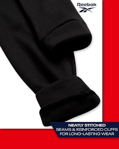 Reebok Boys Sweatpants - 2 Pack Performance Fleece Boys Joggers Athletic Pants with Elastic Waistband for Toddlers and Kids thumbnail 4