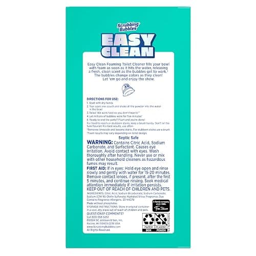 Scrubbing Bubbles Easy Clean Foaming Toilet Bowl Cleaner, Easy Drop In Powder Pouches, 100g (2 Pouches) thumbnail 8