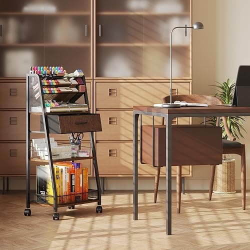 Homsorout 3 Tier Rolling Cart - Metal Utility Cart with Storage Drawer and Wheels, Versatile Art & Craft Organizer for Home, Office, or Studio - Ideal for Storing Brushes, Paints, and Supplies thumbnail 5