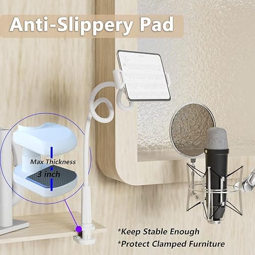Tablet Stand Holder, Mount Holder Clip with Grip Flexible Long Arm Gooseneck Compatible with ipad iPhone/Nintendo Switch/Samsung Galaxy Tabs/Amazon Kindle Fire HD thumbnail 5