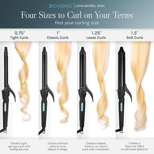Bio Ionic Long Barrel Styler, Curling Iron with Moisture Heat Technology & NanoIonic MX, Versatile Curling Wand with Adjustable Heat Settings, Hair Curler with Extended Barrel thumbnail 5