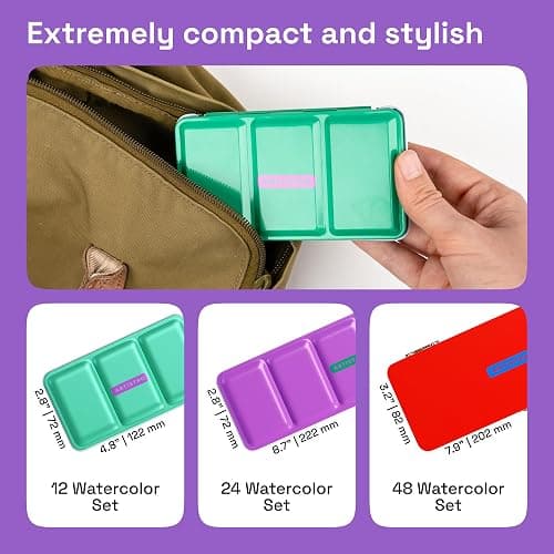 ARTISTRO Watercolor Paint Set in 12 Colors - Travel Watercolor Set with Metal Case & Bright Watercolors - Portable Set for Beginners & Amateur Artists thumbnail 5