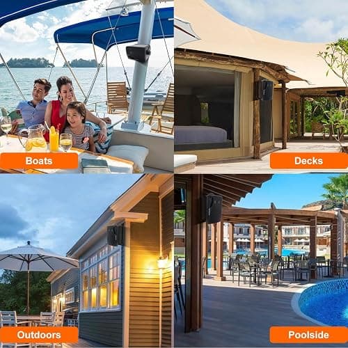 STUDIOFINIX Outdoor Bluetooth Speakers -3.5 Inch Pair 3-Way 200W,Wall Mount Waterproof Marine Speakers,Heavy Duty Grill, Suitable for Home, Boat, Patio, Indoor Outdoor Use （Black） thumbnail 8