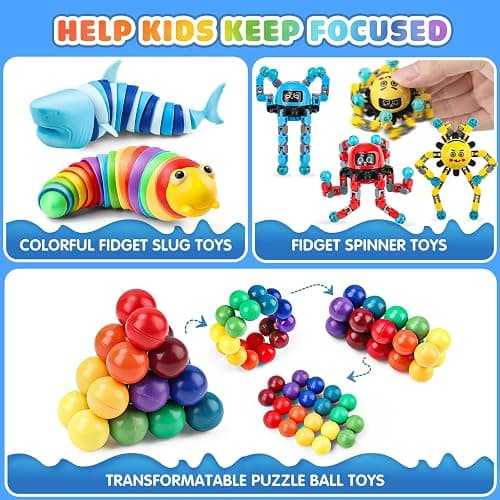 Hepoasky Fidget Sensory Toys for Kids Adults with Autism ADHD: 13 Pack Anxiety Relief Items Toy, Fun Classroom Prize & Travel Toys, Stress Relief Toy Gifts Party Favors for Kids thumbnail 4