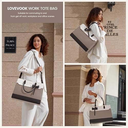 LOVEVOOK Laptop Tote Bag for Women,Leather Work Bag, Waterproof Business Teacher Bag,Large Computer Handbag Purse Briefcase,Office Gifts for Women thumbnail 2