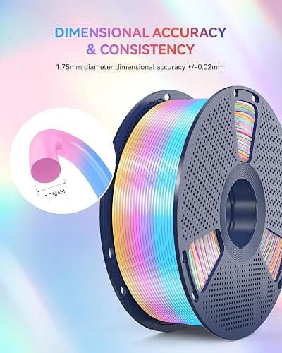 SUNLU Rainbow Silk Filament Bundle, Multicolor Gradient 3D Filament, Neatly Wound Shiny Silk 3D Printer Filament 1.75mm ±0.02mm, Individually Vacuum Packed, 0.25kg per Spool, 1kg in Total, 4 Pack. thumbnail 8
