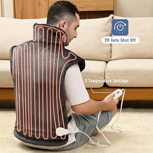 Tefici Heating Pad for Back Pain,Birthday Christmas Gifts for Mom Men,FSA Eligible Items Only List,24'' x33''Fast Heating, Electric Heat Pad, 2H Auto-Off,Neck and Shoulder Heat Pad,ETL Certified,Gray thumbnail 7