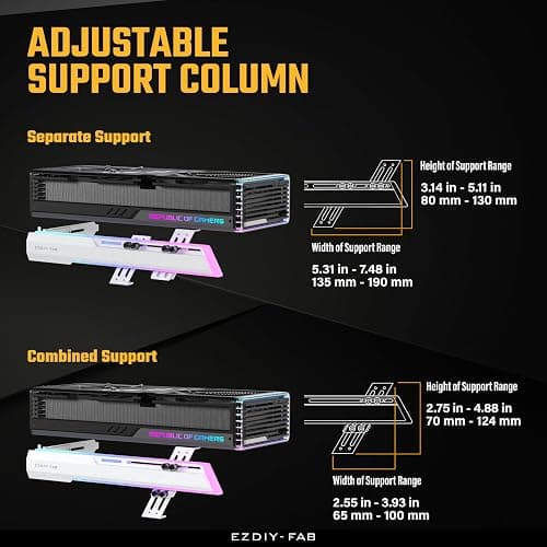EZDIY-FAB 5V ARGB GPU Holder Brace Graphics Card GPU Support Video Card Holder Bracket, Strenchable Structure, Video Card Sag Holder/Holster Bracket Support RX7990XTX, RTX4090, White-341-1 thumbnail 5