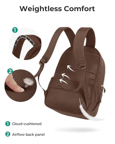 BAGSMART College Laptop Backpack, Travel Backpack for Women, Quilted Casual Daypack, Water-Resistant Bookbag for 15.6 Inch Laptop, Chocolate thumbnail 7