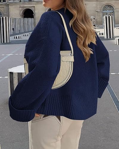 PRETTYGARDEN Women's Fall Oversized Sweaters Casual Crewneck Pullover Long Sleeve Fuzzy Chunky Knit Tops Blouse thumbnail 2