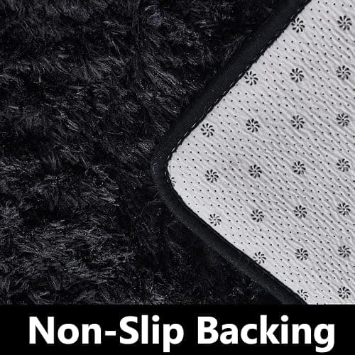 TABAYON Shaggy Black Rug, 2x3 Area Rugs for Living Room, Anti-Skid Extra Comfy Fluffy Floor Carpet for Indoor Home Decorative thumbnail 6