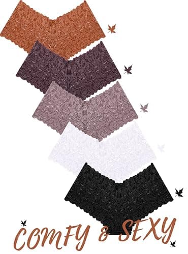 ALL OF SHE Sexy Underwear Panties for Women Cheeky V Waist Lace Boyshorts Plus Size Underwear Women 5 Pack thumbnail 5