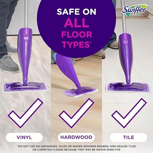 Swiffer WetJet Hardwood and Floor Spray Mop Cleaner Starter Kit, Includes: 1 Power Mop, 10 Pads, Cleaning Solution, Batteries thumbnail 4