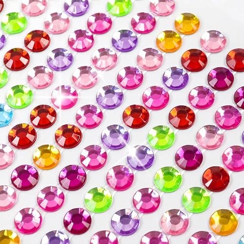 Sularpek 3120 Pcs Face Gems - 12 Sheets Self-Adhesive Rhinestone Stickers, 12 Colors Acrylic Crystal Gems for Nails, Face, Festivals, Makeup, DIY Craft Decorations thumbnail 2