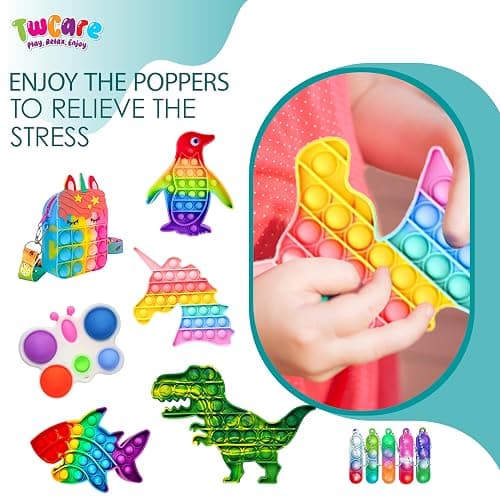 120 Pcs Fidget Toys Pack, Pop Sensory Party Favors Set Gifts for Kids Adults Boy Girl Stocking Stuffers Autistic Bulk Goodie Bag Filler Treasure Box Classroom Prizes School thumbnail 2