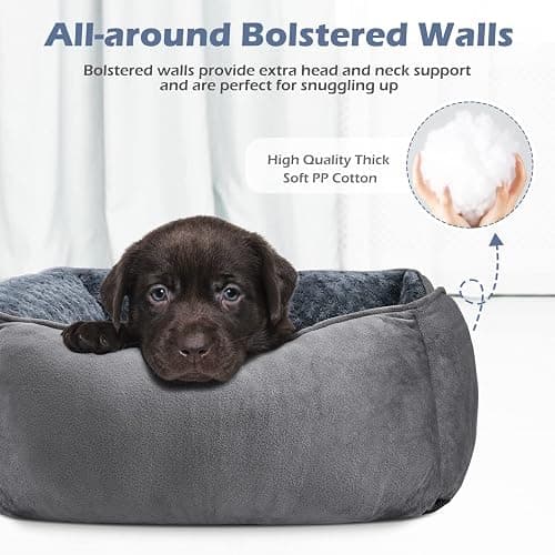 INVENHO Large Dog Bed for Large Medium Small Dogs, Rectangle Washable Orthopedic Dog Bed, Soft Calming Sleeping Puppy Bed Durable Pet Cuddler with Anti-Slip Bottom L(30"x24"x9") thumbnail 3