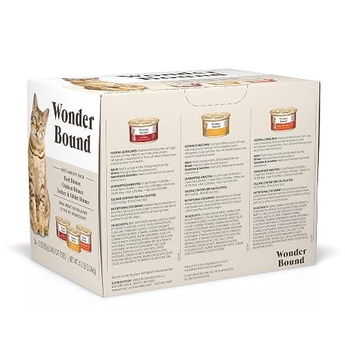 Amazon Brand - Wonder Bound Wet Cat Food, Pate, No Added Grain, Variety Pack (Beef/Chicken/Turkey & Giblet), 3 ounce (Pack of 24) thumbnail 2