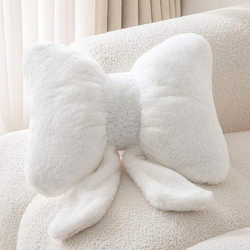 Novohive Bow Pillow Throw Pillows Butterfly Shaped Decorative Cute Pillows for Bed Sofa Cute Home Decor,White 10 * 8inch - Image 1