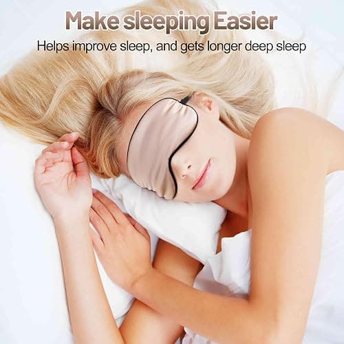 Silk Eye Sleep Mask - Adjustable Strap, Comfortable & Soft Satin Eye Mask, Blindfold Eyeshade for Men & Women for A Full Night's Sleep (Pink) thumbnail 2