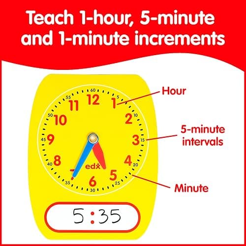 edxeducation Write-On Wipe-Off Clock Dials, Set of 5 | Analog Clock With Movable Hands, Learn to Tell Time, Teaching Resource for Classrooms thumbnail 3