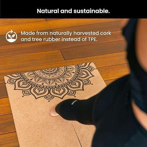 Luxury Cork Yoga Mat - Non Slip, Extra Thick Grip. Thicker, Longer, and Wider for More Comfort and Support. Tough Enough For Hot Yoga. Natural, Non Toxic, and Eco Friendly. Optional Alignment Lines. thumbnail 7