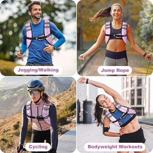 Weighted Vest Woman 5lb/8lb/10lb/12lb/15lb/20lb/25lb/30lb Weight Vest for Women Men, Rucking Vests with Reflective Stripe for Running Workout Walking Strength Training Weight Loss Fitness Weightlifting thumbnail 5