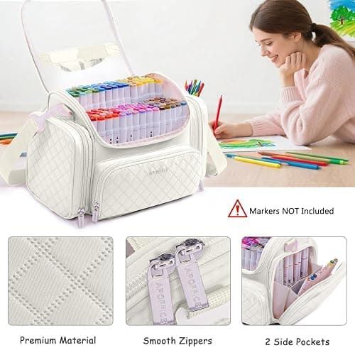 APOFFICE Marker Organizer Case Bag for 200-300 Markers – Large Art Supply Storage Bag with Detachable Dividers, Travel Marker Holder for Alcohol Markers, Brush Pens, Colored Pencils & Craft Supplies thumbnail 5