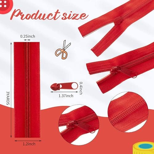 WILLBOND 60 Yards 20 Pcs Sewing Zippers Bulk #5 Nylon Coil Zippers 20 Color Assorted Zipper for Sewing with 200 Zipper Sliders for DIY Tailor Bags Purses Crafts Supplies (Various Color) thumbnail 3