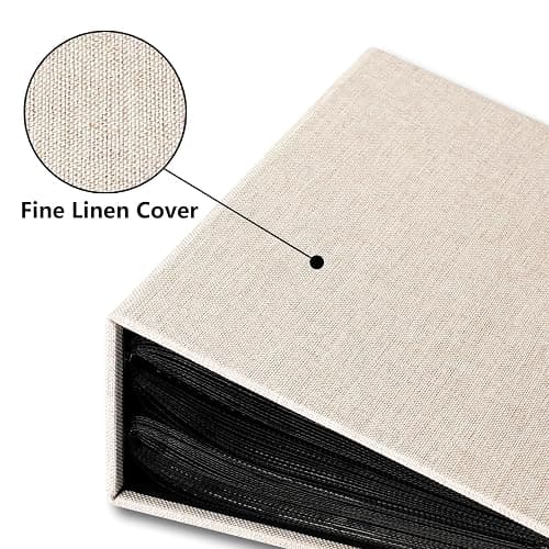 Vienrose Linen Photo Album 6x4 100 Pockets Photobooks Beige Page Large Capacity Picture Albums for Valentine Family Wedding Christmas Birthday thumbnail 4