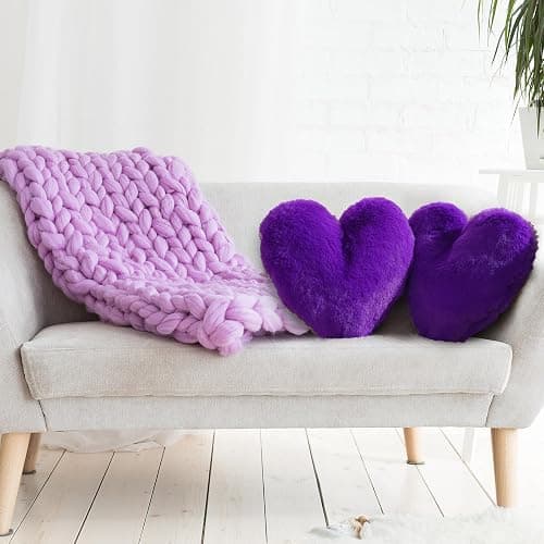 Marsui 2 Pcs Heart Pillows, Royal Purple, 11.81 x 11.02 Inch thumbnail 5
