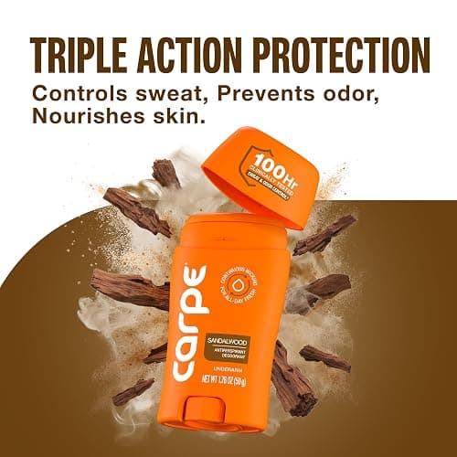 Carpe 100-Hour Antiperspirant Deodorant for Men, Sandalwood - 2 Pack | Dermatologist Tested - 100 Hr Sweat & Odor Control - Free from Baking Soda & Parabens - Clinical Strength Deodorant - 2 Pack thumbnail 5