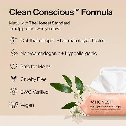 Honest Beauty Cleansing Makeup Remover Facial Wipes, Fragrance-Free, 90ct thumbnail 5