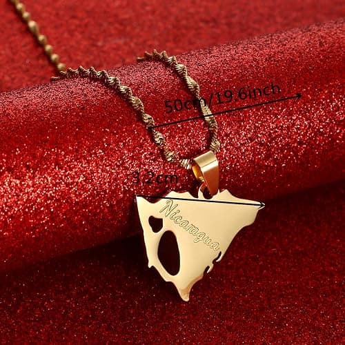 Stainless Steel Nicaragua Map Pendant Necklace for Women Nicaraguans Maps Patriotic Charm Jewelry Gifts thumbnail 5