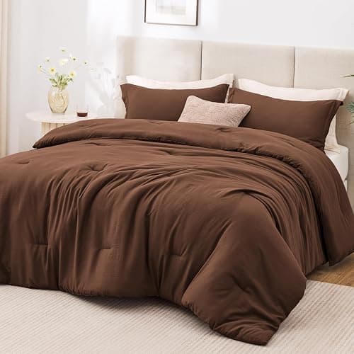 Love's cabin Brown Twin/Twin XL Comforter Set, 2-Piece Prewashed Bed Set with 1 Comforter (66 x 90 in) & 1 Pillowcase, Lightweight & Breathable for All Seasons - Image 1