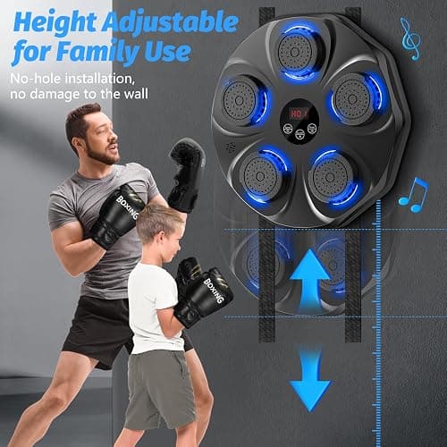 TGLLM Music Boxing Machine, Interactive Punching Trainer with Boxing Gloves, Large Size Wall Mounted Electronic Boxing Target for Adults Kids, 9 Modes & 9 Speeds thumbnail 6